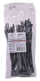 Fasplast 140x3.5 кабельные стяжки черные, морозостойкие, 100 шт.