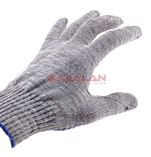 SIZN перчатки рабочие серые ХБ с ПВХ точка, 4 нити