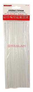 REXANT 09-1103 клеевой стержень, прозрачный, d=7 мм, 200 мм, 10 шт.