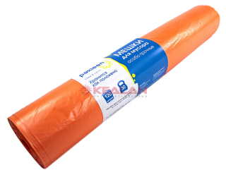 PAKLEEN пакет для мусора оранжевый ПНД, 70*110 см, 120 л, 20 мкм, 30 шт.