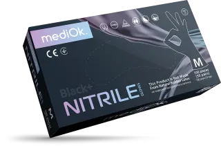 MEDIOK Black+ нитриловые перчатки, черные, размер L, 100 шт.