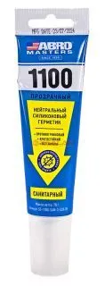 ABRO MASTERS SS-1100-SAN-3-CLR-RE санитарный герметик силиконовый нейтральный, прозрачный, 70 г.