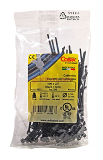 Cobra 100x2.5 стяжки кабельные, черные, морозостойкие, 100 шт.