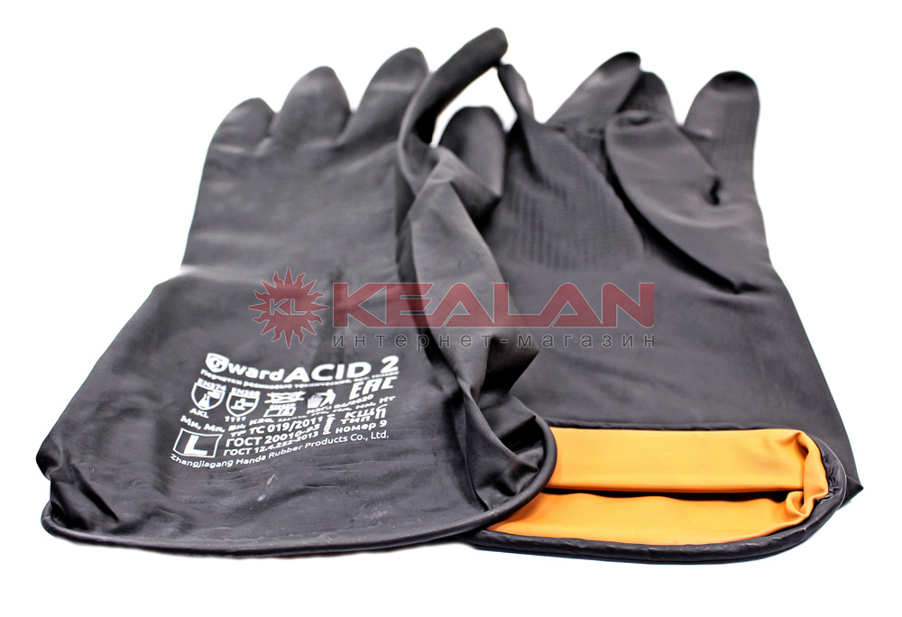 GWARD ACID 2 перчатки резиновые, технические, кислотощелочестойкие, тип II, 9/L