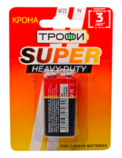 Трофи SUPER HEAVY DUTY Zinc батарейки 6F22-1BL