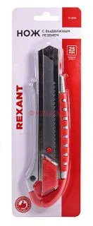 REXANT 12-4918 нож с сегментированным лезвием, металлический обрезиненный корпус с дополнительным за