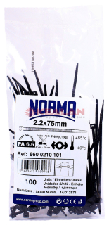 Картинка NORMA CT 75x2.2 хомут-стяжка полиамид 6.6, морозостойкий, черный, 100 шт. от интентернет-магазина КЕАЛАН