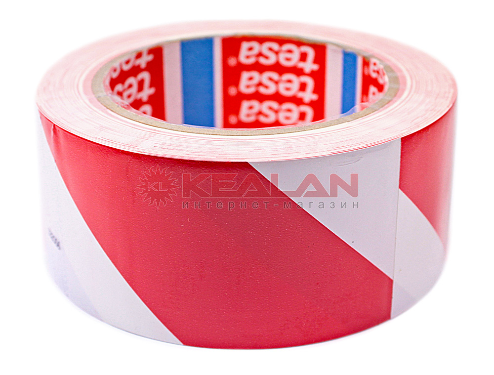 tesa Professional 60760 PV1 лента для разметки пола красно-белая, 50 мм, 33 м.