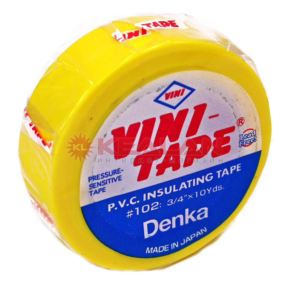 Denka Vini Tape изоляционная лента, желтая, 19 мм, 9 м.