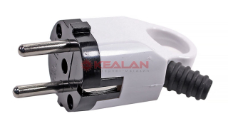 REXANT 11-8952 вилка евро угловая с з/к бело-черная с кольцом 16А  