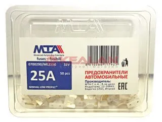MTA предохранитель MINIVAL LOW PROFILE 25A, в блистере 50 шт.
