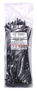 Fasplast 200x4.8 кабельные стяжки черные, морозостойкие, 100 шт.