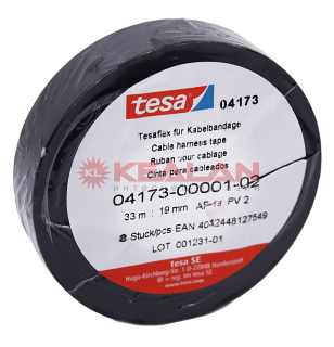 tesa 4173 PV2 изоляционная лента профессиональная, не поддерживает горение, черная, ПВХ, 0,13 мм, 19 мм, 33 м.