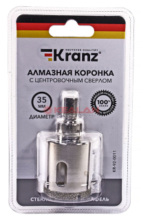 KRANZ коронка алмазная 35 мм, по керамограниту с центровочным сверлом
