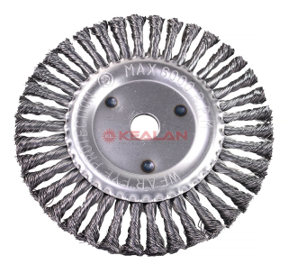 KRANZ KR-91-1247 щетка дисковая для УШМ, крученая стальная проволока, 200 мм, отв. 22,23 мм