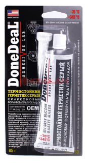 Done Deal DD6733 герметик прокладок термостойкий серый силиконовый, 85 г.