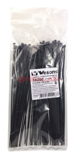 Wesons хомут-стяжка кабельная 200*2,5, черные, 100 шт.