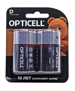 OPTICELL LR20-2BL батарейка алкалиновая, 2 шт.