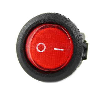 REXANT выключатель клавишный круглый 250V 3А (2с) ON-OFF красный