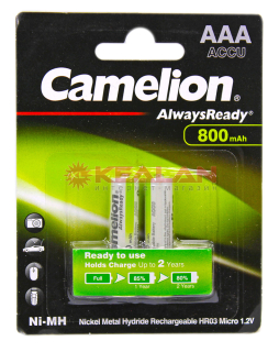 Camelion R3 AAA аккумуляторная батарейка, 800mAh Ni-Mh Always Ready, 2 шт.