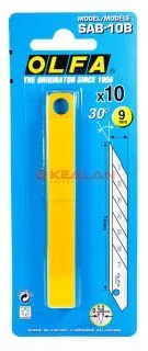 OLFA OL-SAB-10B лезвие сегментированное, остроугольное, 9 мм, 10 шт.