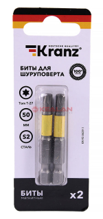 KRANZ бита для шуруповерта Torx T27х50 мм (2 шт./уп.)