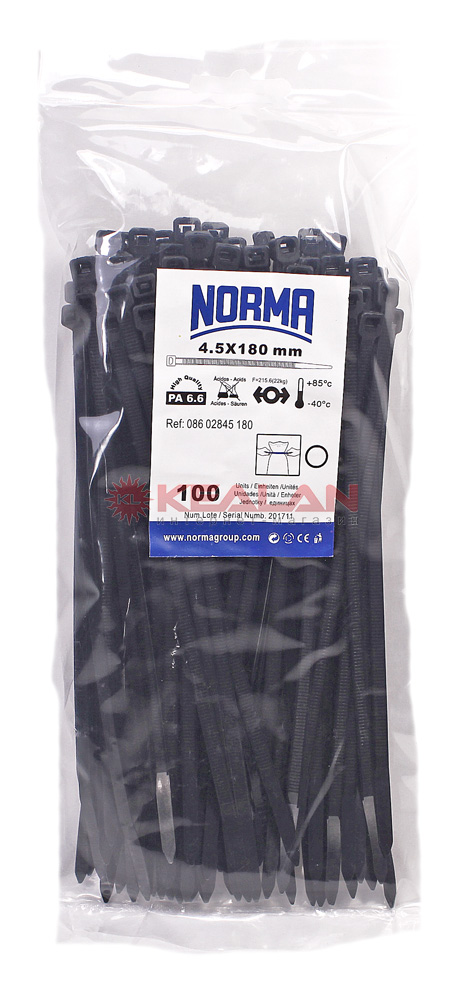 NORMA CH CT 180x4.5 хомут-стяжка полиамид 6.6, морозостойкий, черный, 100 шт.