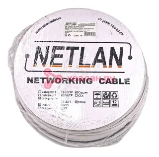 NETLAN кабель F/UTP 4 пары, Кат. 5e (Класс D), 100 МГц, одножильный, BC (чистая медь), внутренний, P