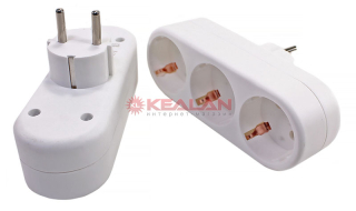 REXANT 11-1079-2 набор тройников электрических линейных 16А с/з вертикальные, белый, 2 шт.