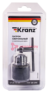 KRANZ патрон сверлильный с ключом для сверл 1,5-13,0 мм 1/2-20 UNF