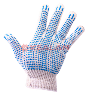 SIZN перчатки рабочие ХБ с ПВХ точка light, 5 нитей