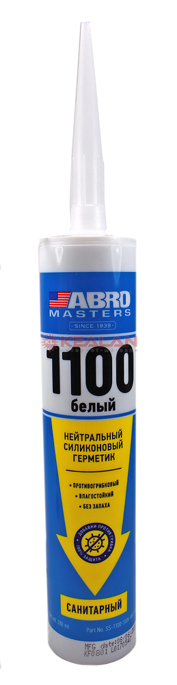 ABRO MASTERS SS-1100-SAN-WHT-RE санитарный герметик силиконовый нейтральный, белый, 280 мл.