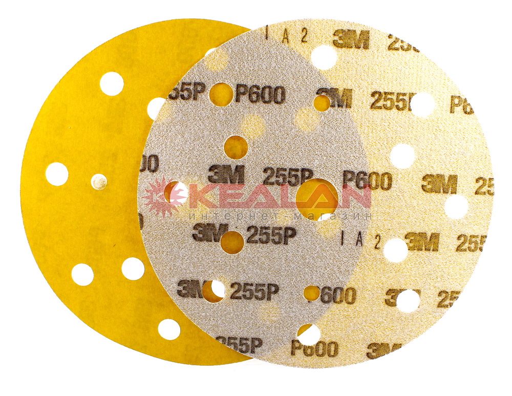 3M™ 50455 255P+ круг абразивный, золотой, 15 отверстий, Р600, 150 мм.