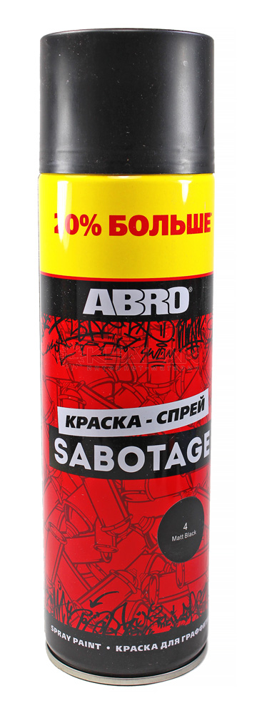 ABRO SPG-004-L-AM-RE краска-спрей SABOTAGE 4, черный матовый, +20%