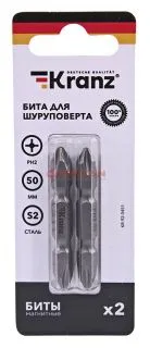 KRANZ бита для шуруповерта PH2-PH2х50 мм (2 шт./уп.)