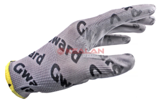 GWARD PU-G with GWARD LOGOS перчатки из полиэстера серого цвета полиуретановым покрытием с логотипированием, размер 7 (S)