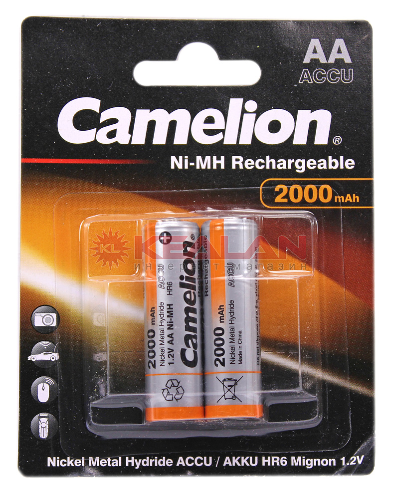 Camelion R6 AA аккумуляторная батарейка, 2000mAh Ni-Mh, 2 шт.