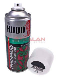 KUDO KU-319005 грунт-эмаль, гладкая, матовая, по ржавчине, угольно-черный, цвет RAL 905, 520 мл.