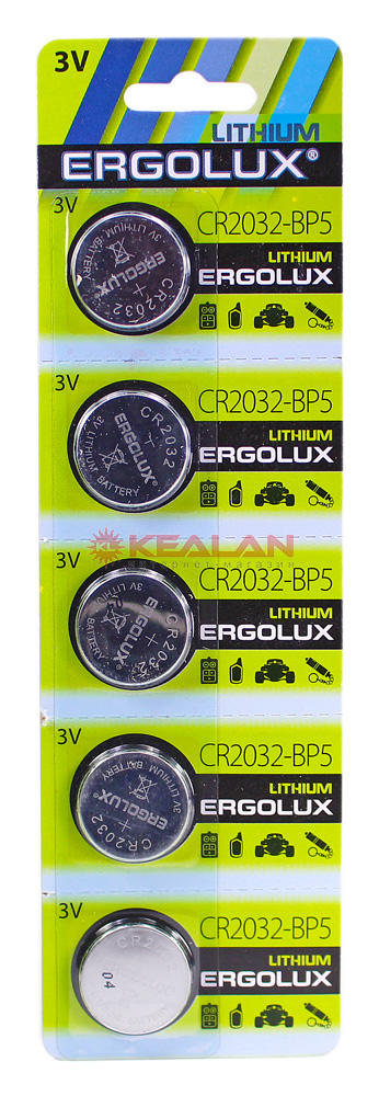Ergolux CR2032 литиевая батарейка, 5 шт.