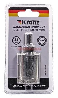 KRANZ коронка алмазная 32 мм, по керамограниту с центровочным сверлом