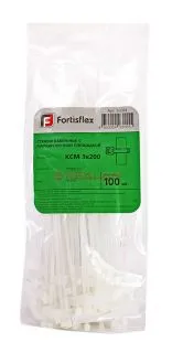 Fortisflex 200x2.5 стяжка нейлоновая крепежная с марировочной площадкой белая, 100 шт.