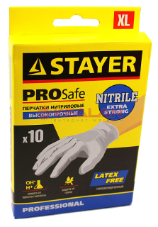 STAYER "PROFI" перчатки нитриловые экстратонкие, XL, 10 шт.