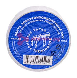 Terminator IZ 1918W изолента белая ПВХ, 19 мм, 18,3 м.