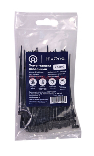 MixOne. 2,5х100 хомут-стяжка черный, 100 шт.