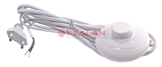 REXANT 11-1145 cетевой шнур с напольным переключателем белый, 2х0,75 мм², 2,5 м.