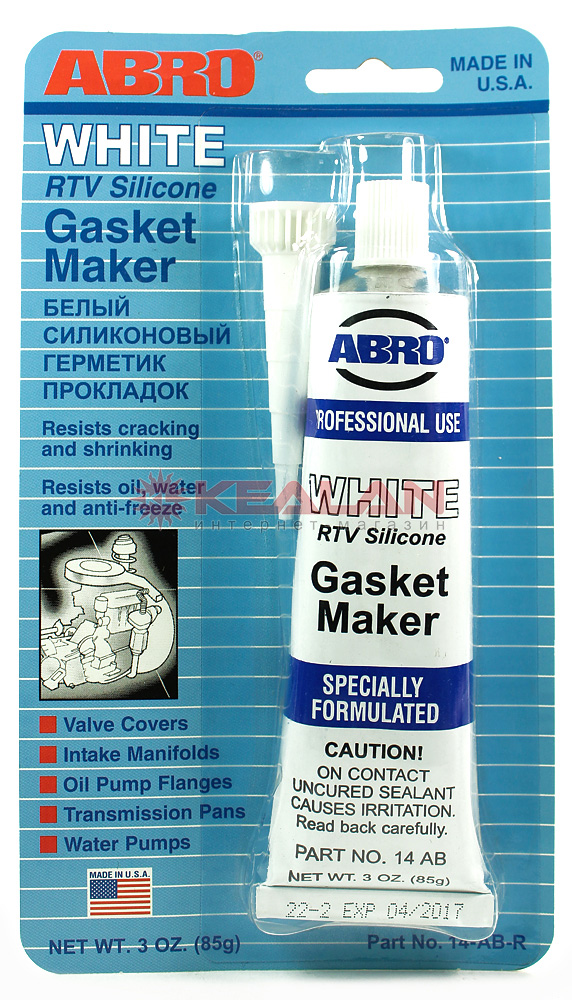ABRO 14-AB герметик прокладок, белый, 85 г.