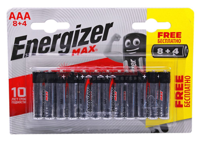 Energizer MAX LR03 AAA алкалиновая батарейка, в упаковке 8+4 шт.