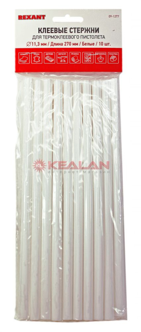 REXANT 09-1277 клеевой стержень, белый, d=11 мм, L=270 мм, 10 шт.