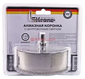 KRANZ коронка алмазная 110 мм, по керамограниту с центровочным сверлом