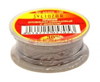 СВЕТОЗАР SV-55325-100 припой оловянно-свинцовый, 30% Sn / 70% Pb, 100 г.